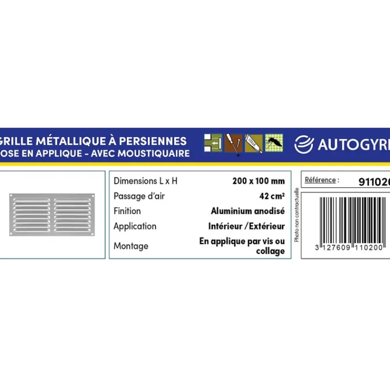 Sale Grille alu 200 x 100 mm | aération 42 cm² Grille & Aération·Grille D'Aération