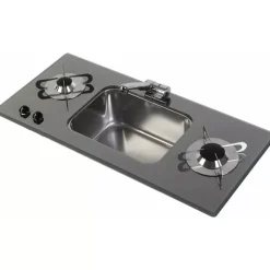 Hot Combiné 2 feux + évier central | PV1366 Appareil De Cuisson Intérieur·Combiné Évier Gaz|Cuisson Intérieure, Réchaud Et Réchaud-Four·Réchaud Évier Gaz Combiné