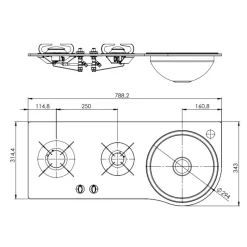 Combiné Cristal 2 feux + évier | PV1364 Appareil De Cuisson Intérieur·Combiné Évier Gaz|Cuisson Intérieure, Réchaud Et Réchaud-Four·Réchaud Évier Gaz Combiné