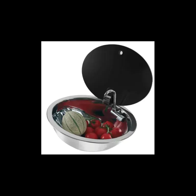 Evier ovale inox avec couvercle*Can Sale