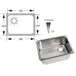 Sale Evier rectangulaire inox | 260 x 350 mm Evier, Lavabo & Receveur·Evier De Cuisine|Lavabo, Évier & Receveur·Éviers De Cuisine
