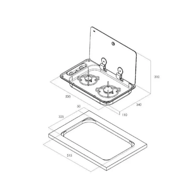 New Hoodiny 2 feux rectangle | FC1336 Appareil De Cuisson Intérieur·Plaque De Cuisson Gaz|Cuisson Intérieure, Réchaud Et Réchaud-Four·Réchaud Et Plaque De Cuisson Gaz