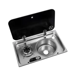 New Combiné avec couvercle 1 feux Appareil De Cuisson Intérieur·Combiné Évier Gaz|Cuisson Intérieure, Réchaud Et Réchaud-Four·Réchaud Évier Gaz Combiné