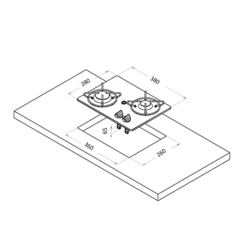 Outlet Réchaud cristal 2 feux | 280 x 380 mm Appareil De Cuisson Intérieur·Plaque De Cuisson Gaz|Cuisson Intérieure, Réchaud Et Réchaud-Four·Réchaud Et Plaque De Cuisson Gaz
