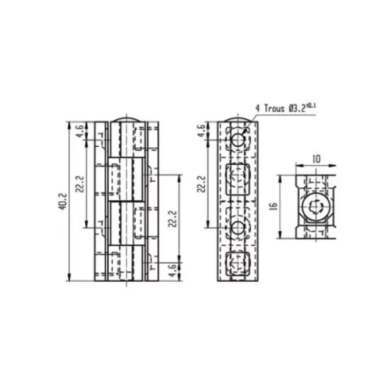 Charnière nylon 40 x 12 x 11 mm*Decmo