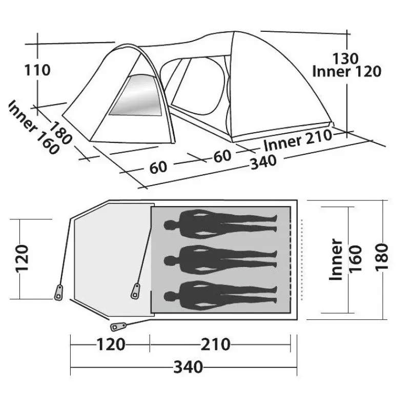 Outlet Blazar 300 Toile De Tente À Armature·Tente 3 Personnes