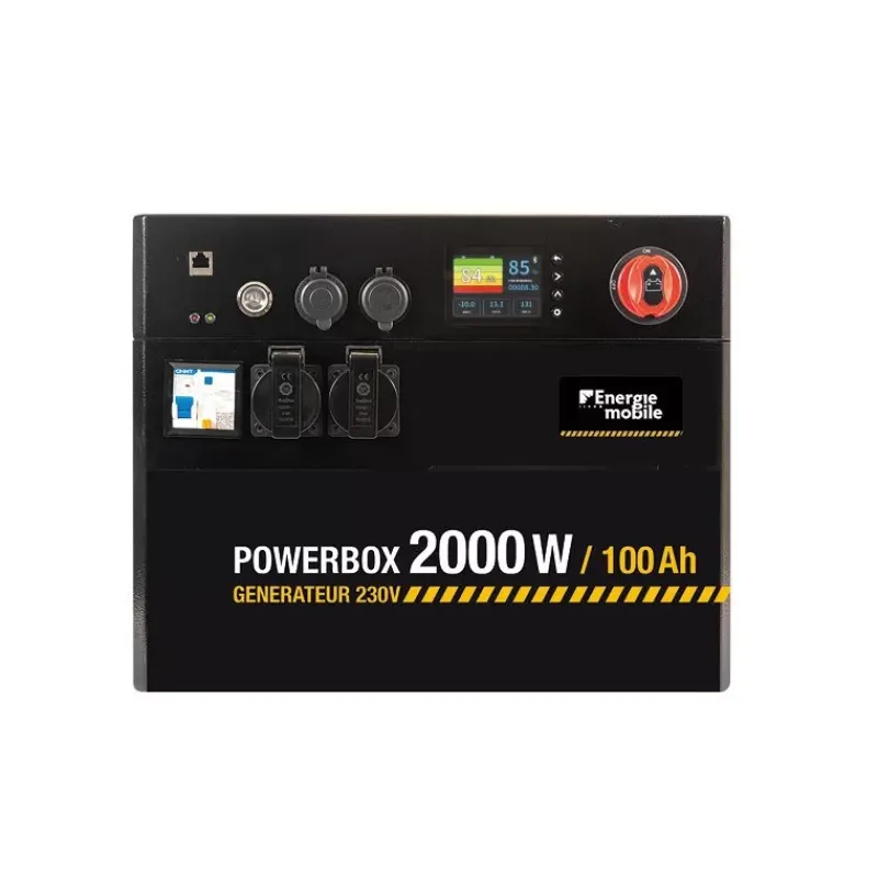Hot EM Générateur lithium 230V POWERBOX | 2000 W / 100 Ah Electricité & Éclairage·Batterie Nomade & Groupe Électrogène Solaire|Batterie·Batterie Nomade Et Station D'Énergie