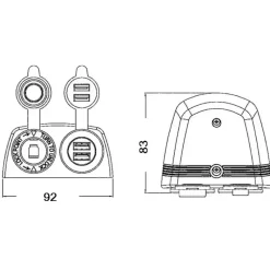 EM Prise 2x2 USB en saillie Electricité & Éclairage·Rallonge & Prise Allume-Cigare 12 V|Distribution & Protection·Prise Et Fiche Dc (Allume Cigare, 12V, Usb...)