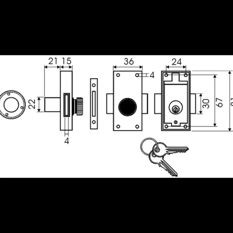 Verrou inox à clé*Euromarine New