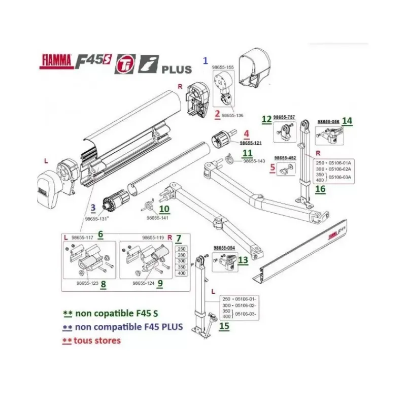 Pièces détachées stores F45*Fiamma