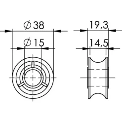 Réa de rechange ø 38 en acetal Poulie, Anneau De Friction & Palan·Boite À Réas, Poulie Plat-Pont & Renvoi