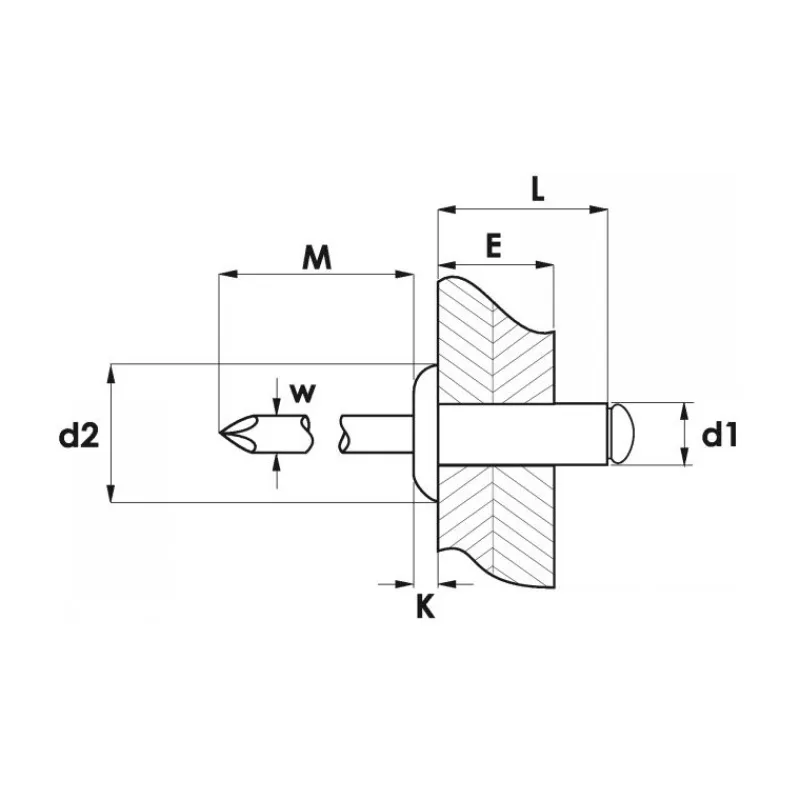 Hot Rivet tête plate alu/acier | ø 6 mm Visseries·Rivets|Visserie·Rivet