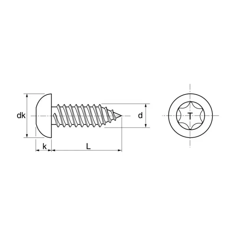 Vis tôle inox A4 T.C Torx | ø 5,5 mm Visseries·Vis À Tôle|Visserie·Vis Tôle