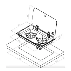 NAVY LOAD Réchaud inox 2 feux | à couvercle | 530 x 326 mm*NavyLoad