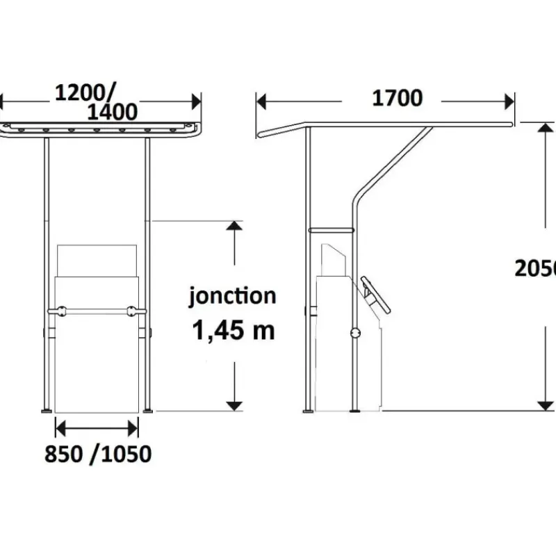Hot T-Top alu ø 32 mm Poste De Pilotage·Roll-Bar, T-Top, Anneau De Traction & Arceau