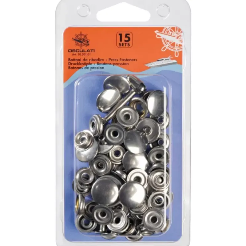 New 15 Boutons pressions inox Visseries·Divers : Vis Canon, Goupille, Tige Filetée, Goupille, Insert|Rideau Isolant, Volet & Moustiquaire·Conception Rideau & Mercerie