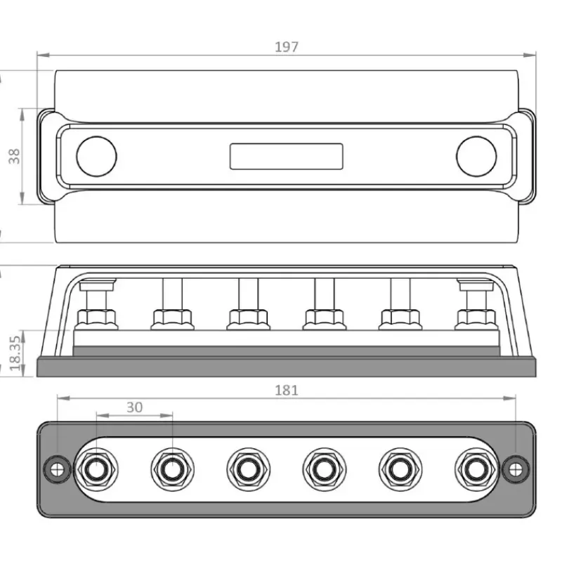 Busbar 250A 6 x M8*Osculati Clearance