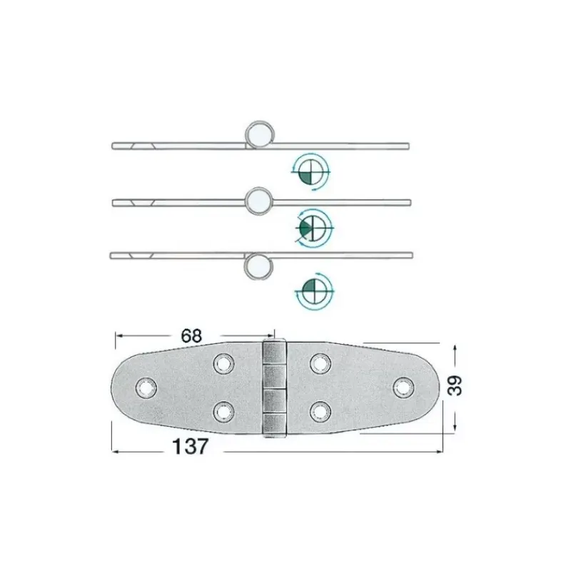 Discount Charnière inox 137 x 39 x 2 mm Ameublement & Quincaillerie Intérieure·Charnière De Porte & Meuble|Quincaillerie Marine·Charnière De Coffre, Porte & Meuble
