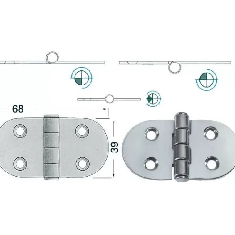 New Charnière inox 68 x 39 x 2 mm Ameublement & Quincaillerie Intérieure·Charnière De Porte & Meuble|Quincaillerie Marine·Charnière De Coffre, Porte & Meuble