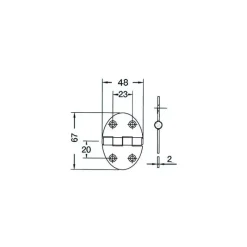 Outlet Charnière inox 48 x 67 x 2 mm Ameublement & Quincaillerie Intérieure·Charnière De Porte & Meuble|Quincaillerie Marine·Charnière De Coffre, Porte & Meuble