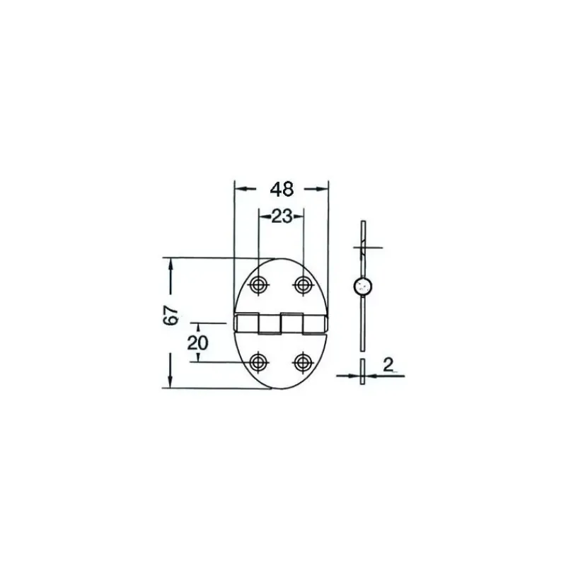 Outlet Charnière inox 48 x 67 x 2 mm Ameublement & Quincaillerie Intérieure·Charnière De Porte & Meuble|Quincaillerie Marine·Charnière De Coffre, Porte & Meuble