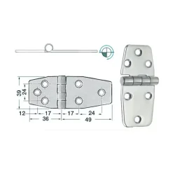 Clearance Charnière inox 85 x 39 x 2 mm Ameublement & Quincaillerie Intérieure·Charnière De Porte & Meuble|Quincaillerie Marine·Charnière De Coffre, Porte & Meuble
