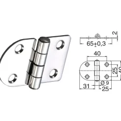 Outlet Charnière inox 65 x 40 mm Ameublement & Quincaillerie Intérieure·Charnière De Porte & Meuble|Quincaillerie Marine·Charnière De Coffre, Porte & Meuble