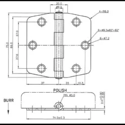 Clearance Charnière inox 74 x 75 x 2 mm Ameublement & Quincaillerie Intérieure·Charnière De Porte & Meuble|Quincaillerie Marine·Charnière De Coffre, Porte & Meuble