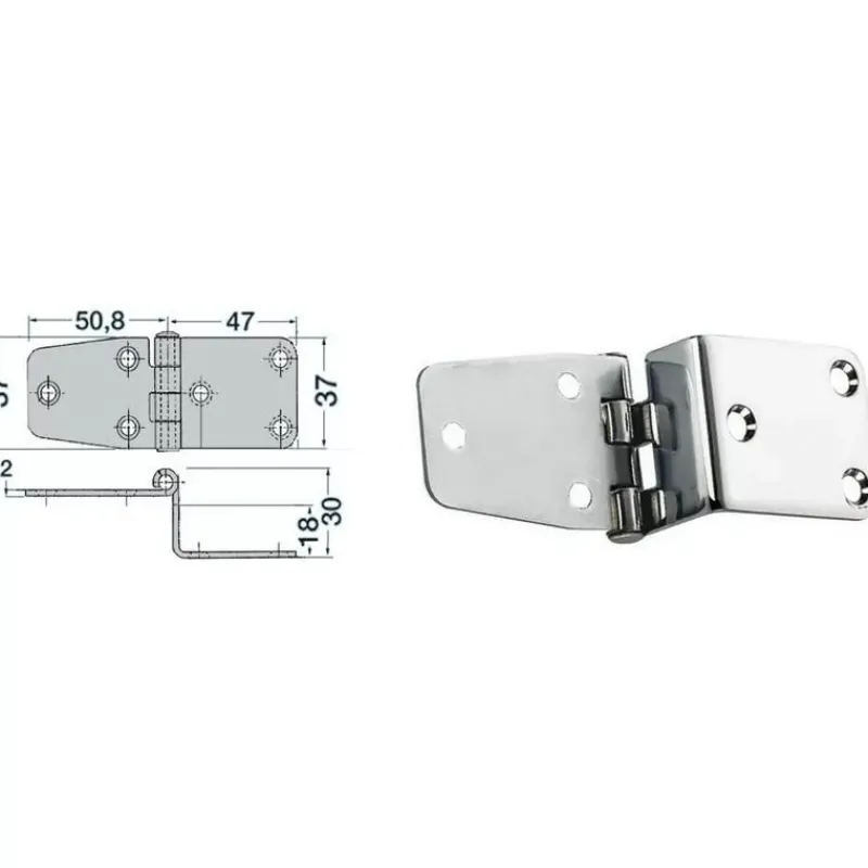 Charnière inox déportée 98 x 37 mm*Osculati New