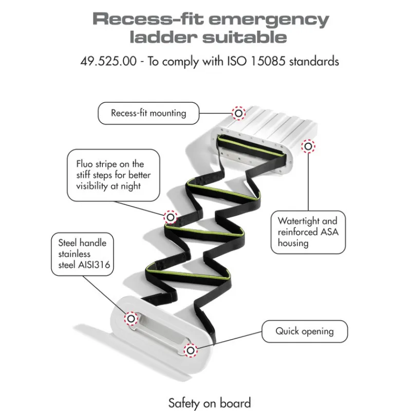 Echelle d'urgence encastrée de secours ISO 15085*Osculati