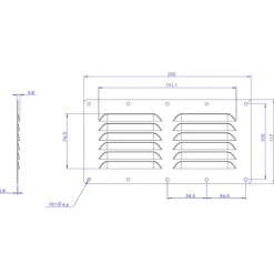Sale Grille aération inox slim 32 cm² | 115 x 230 x 4 mm Grille & Aération·Grille D'Aération|Hublot & Aération·Grille D'Aération