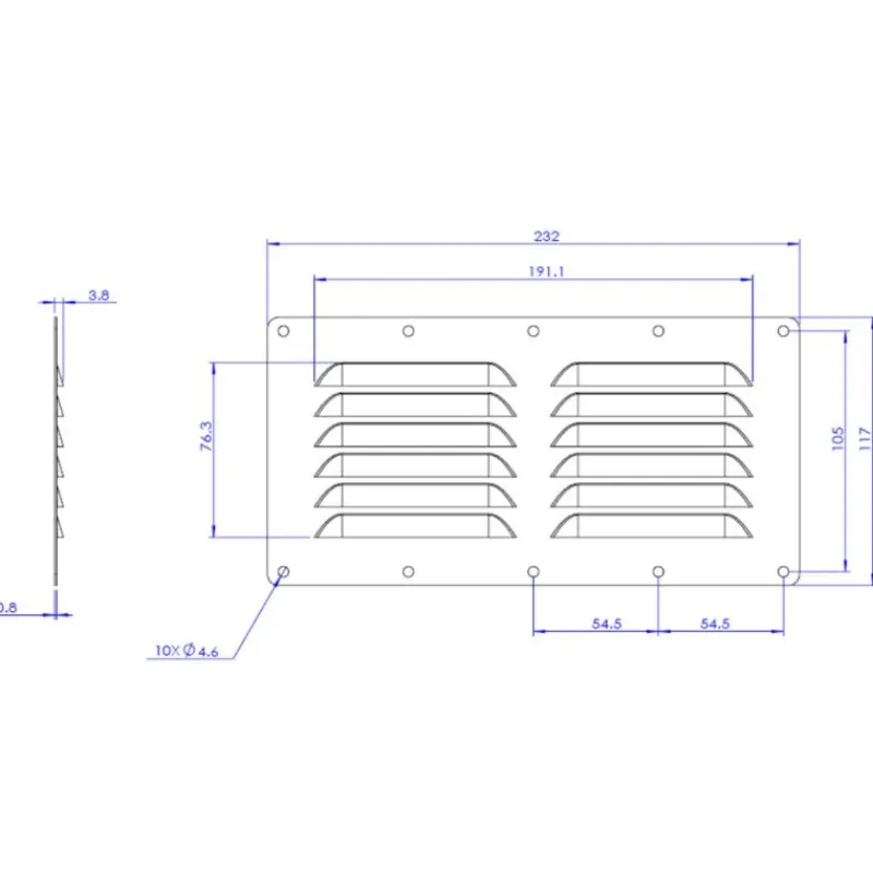 Sale Grille aération inox slim 32 cm² | 115 x 230 x 4 mm Grille & Aération·Grille D'Aération|Hublot & Aération·Grille D'Aération