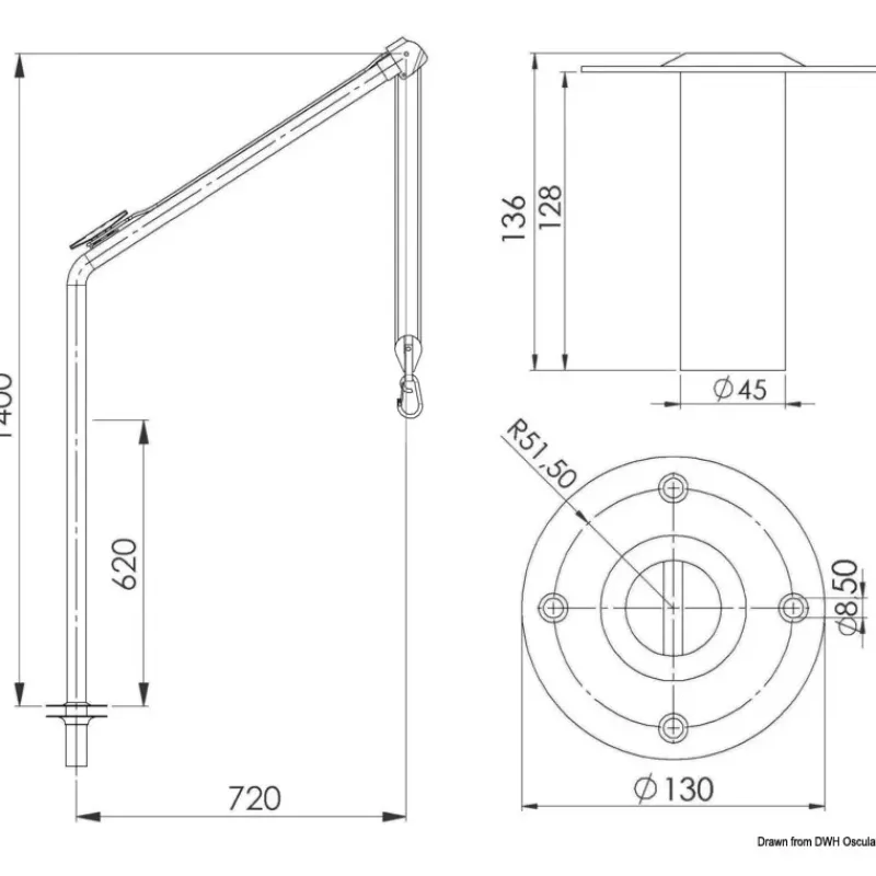 Best Kit 2 bossoirs inox 120 Kg Equipement De Pont·Mât De Charge & Bossoir