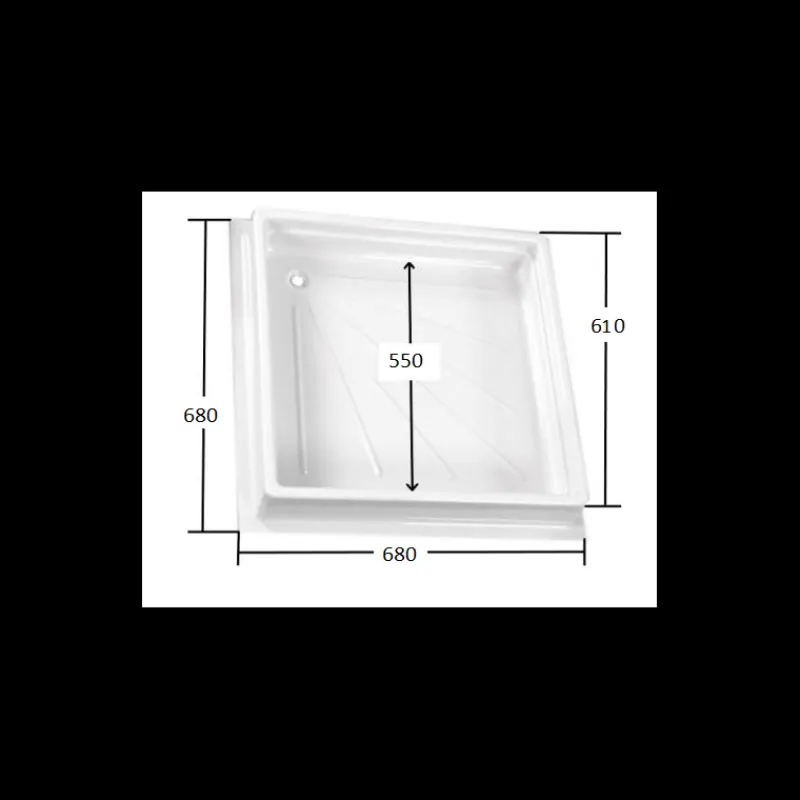 Bac à douche autoporté | 680 x 680 x 102 mm*Reimo Discount