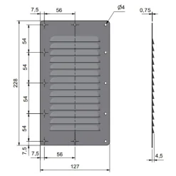 Grille inox slim 35 cm² | 127 x 228 mm*Seaworld Best