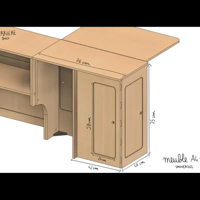 Online Meuble latéral + table XL | Universel Ameublement & Quincaillerie Intérieure·Meuble Bois Individuel