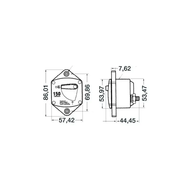 Outlet Disjoncteur 150A - série 187 Distribution & Protection·Fusible, Relais Et Disjoncteur Dc|Guindeau·Disjoncteur