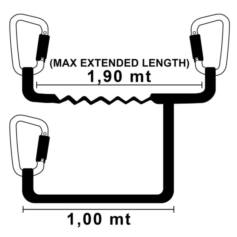 Best Longe double Segura élastique 1 à 1,90m | 3 mousquetons Matériel De Sécurité Embarqué·Longe, Harnais & Ligne De Vie