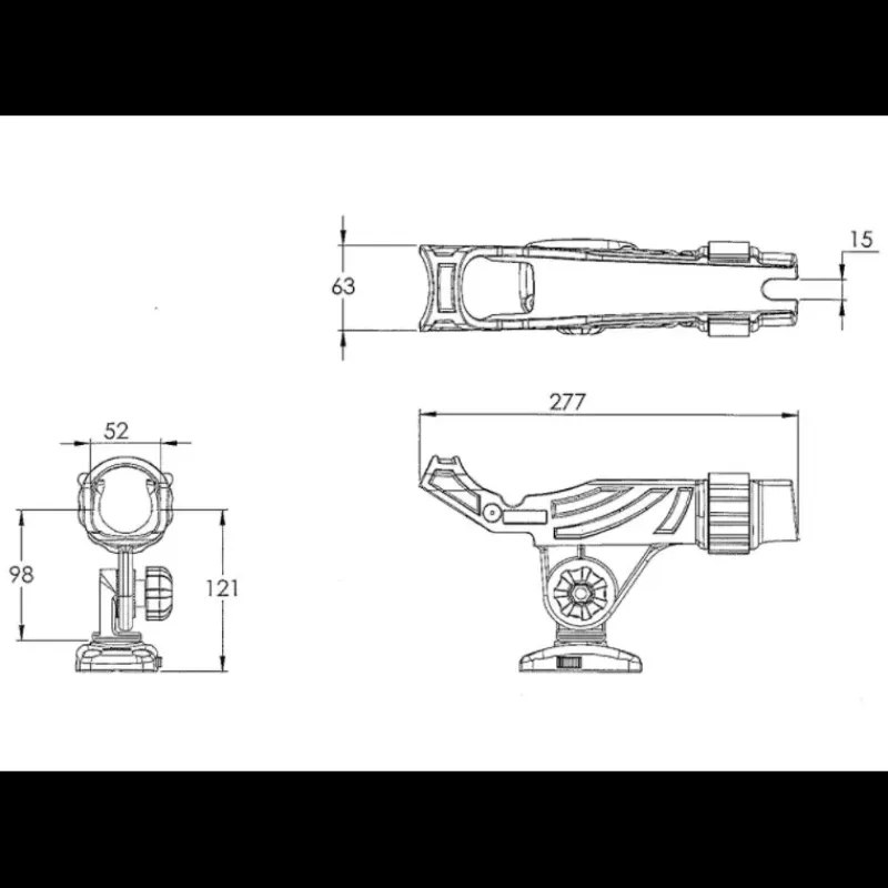 Porte canne fixation à plat ø 50 mm*Trem Best