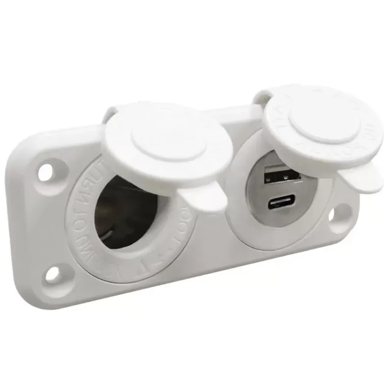 Prise allume-cigare + USB-A + USB-C blanc*Trem Online