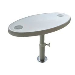 Table ovale ABS Blanc 70x50cm + pied télescopique et embase Table & Pied·Table Complète|Equipement Intérieur·Plateau & Pied De Table Fixe