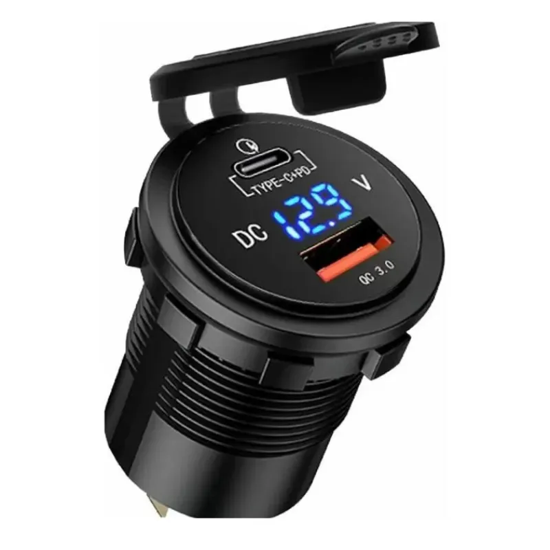 Discount Voltmètre + Prise USB-A 3.0 et USB-C PD Distribution & Protection·Prise Et Fiche Dc (Allume Cigare, 12V, Usb...)|Distribution & Protection·Contrôleur De Batterie & Indicateur De Charge