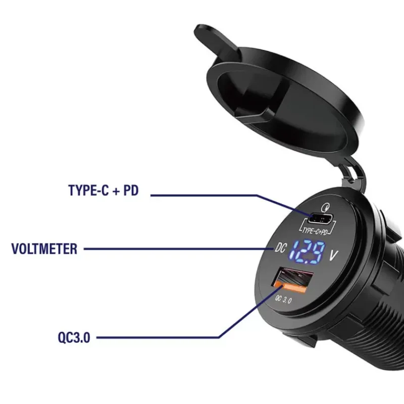 Discount Voltmètre + Prise USB-A 3.0 et USB-C PD Distribution & Protection·Prise Et Fiche Dc (Allume Cigare, 12V, Usb...)|Distribution & Protection·Contrôleur De Batterie & Indicateur De Charge