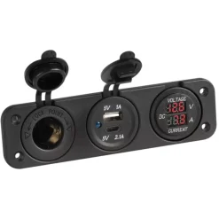 Discount Voltmètre/Ampèremètre  + prise allume-cigare et USB-A + USB-C Electricité & Éclairage·Rallonge & Prise Allume-Cigare 12 V|Distribution & Protection·Prise Et Fiche Dc (Allume Cigare, 12V, Usb...)