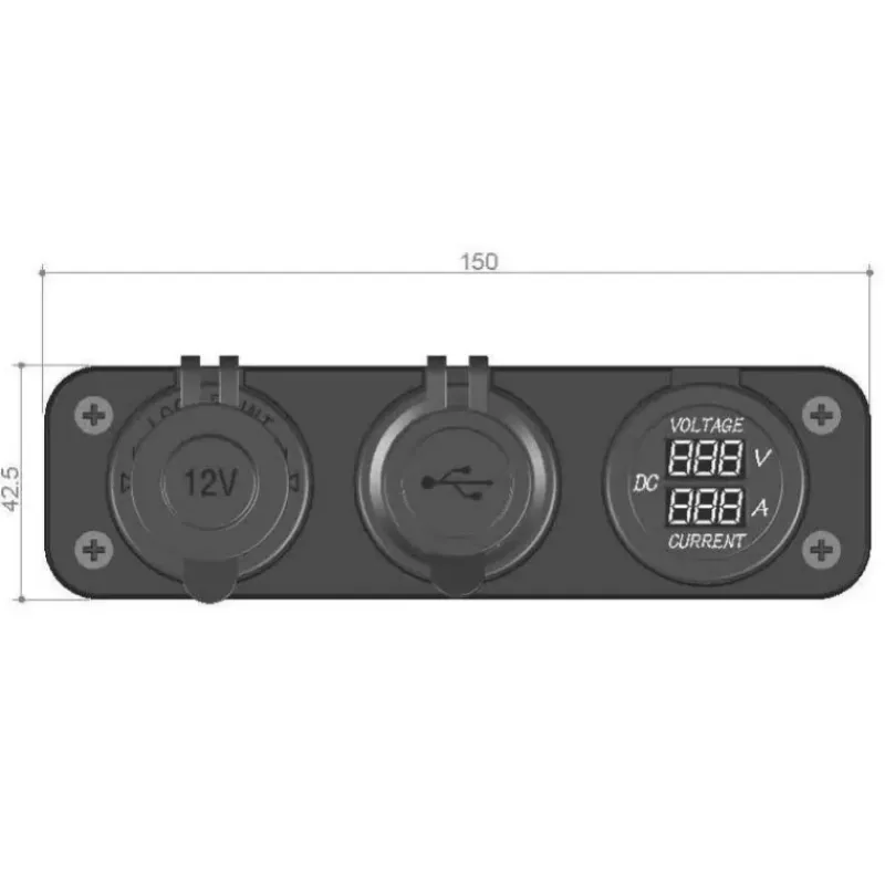 Discount Voltmètre/Ampèremètre + prise allume-cigare et USB-A + USB-C Electricité & Éclairage·Rallonge & Prise Allume-Cigare 12 V|Distribution & Protection·Prise Et Fiche Dc (Allume Cigare, 12V, Usb...)
