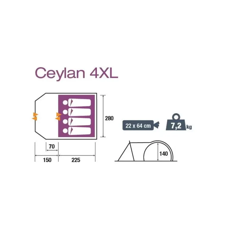 Ceylan 4XL Toile De Tente À Armature·Tente 4 Personnes