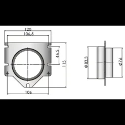 Bride passe cloison ventilateur ø76mm*Vetus