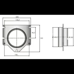 Bride passe cloison ventilateur ø102mm*Vetus Outlet