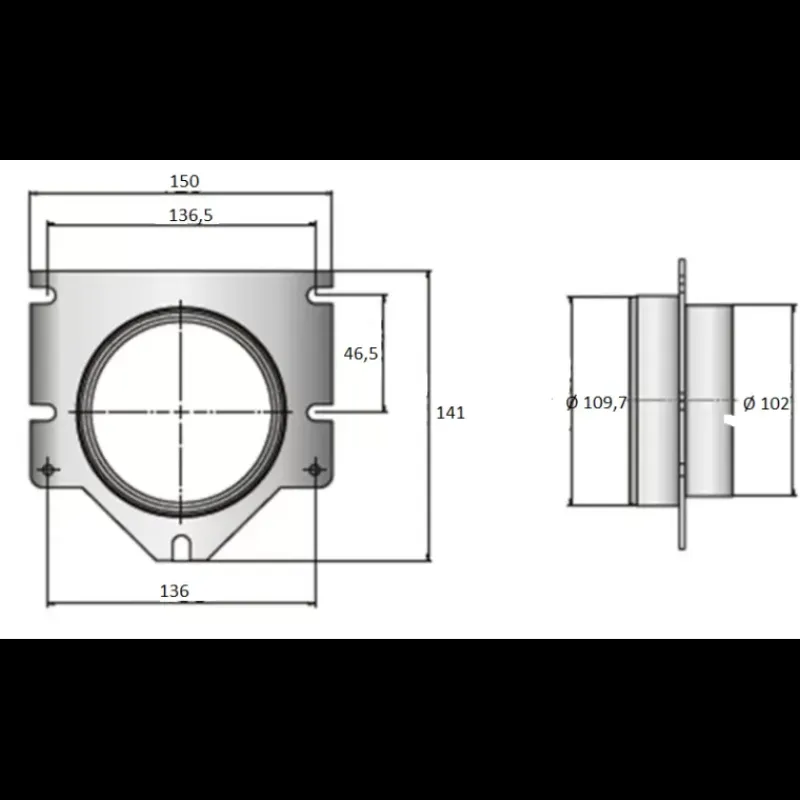 Bride passe cloison ventilateur ø102mm*Vetus Outlet