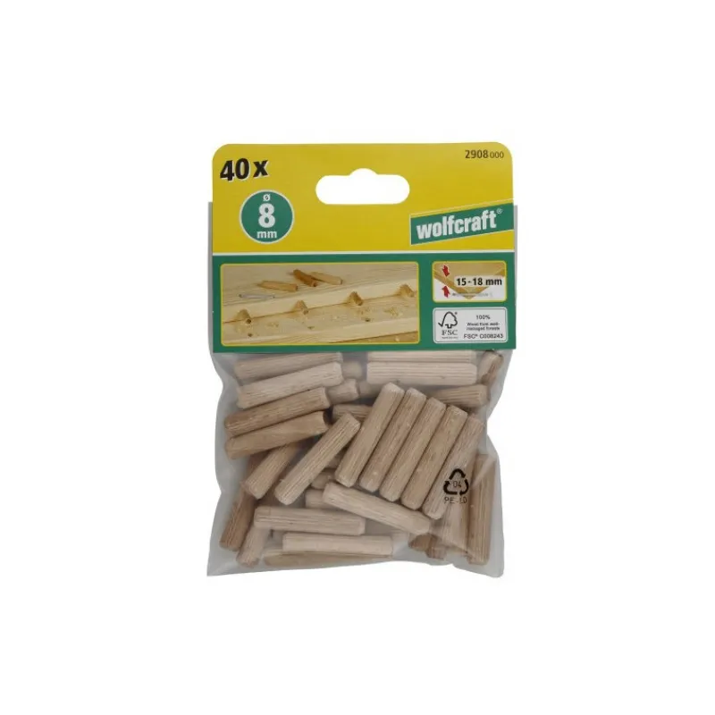 Cheville bois | ø 8 x 40 mm | 40 pièces*Wolfcraft Outlet